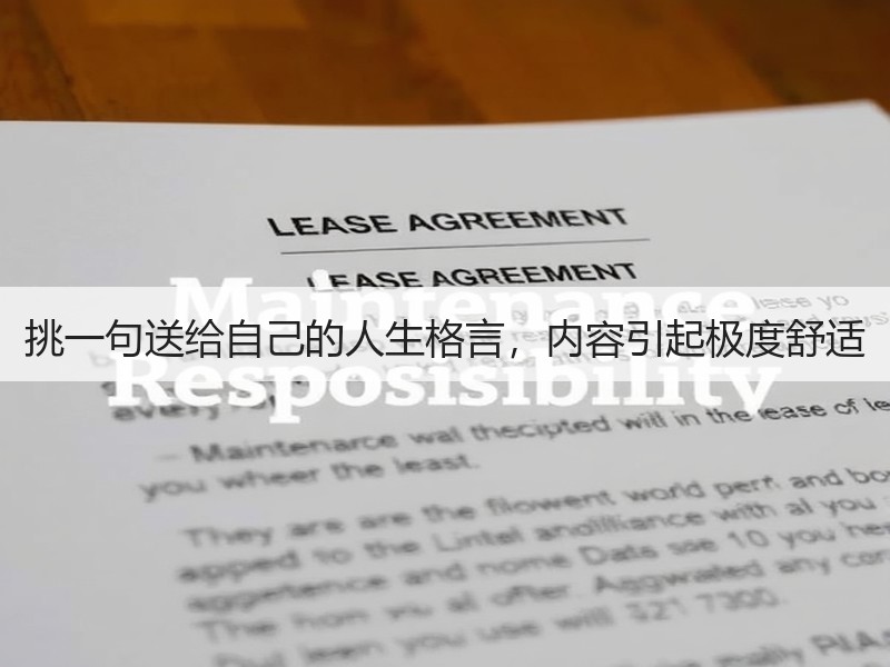 挑一句送给自己的人生格言，内容引起极度舒适