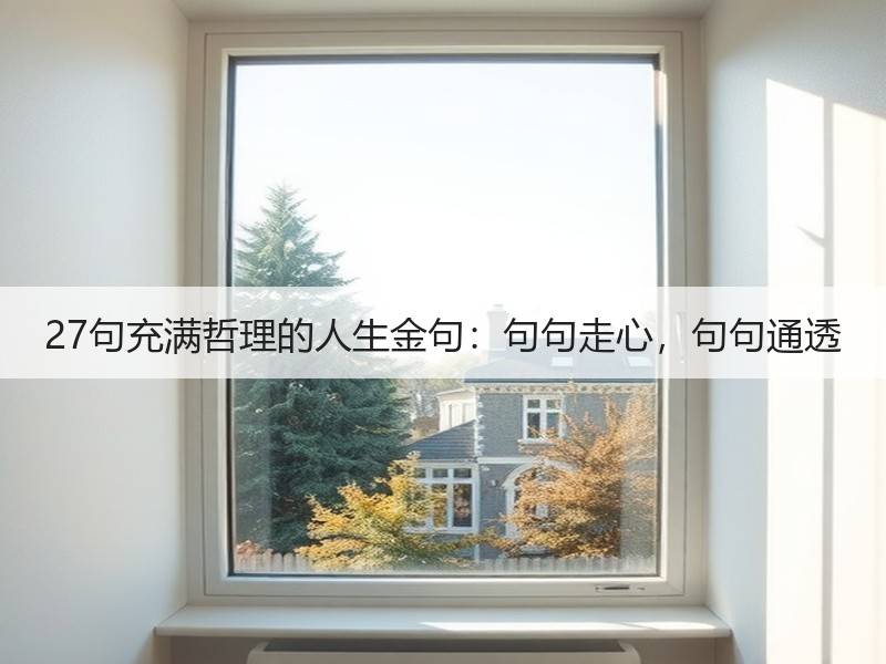 27句充满哲理的人生金句：句句走心，句句通透