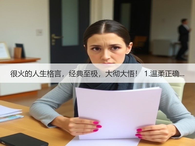 很火的人生格言，经典至极，大彻大悟！ 1.温柔正确...